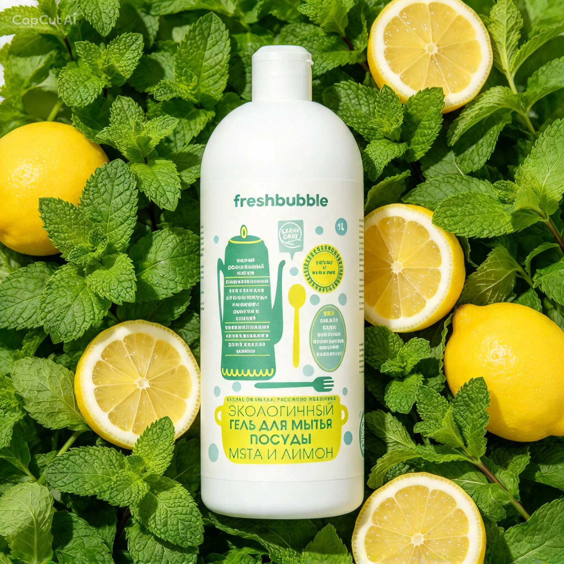 Гель для мытья посуды Мята и Лимон, 1 л Freshbubble