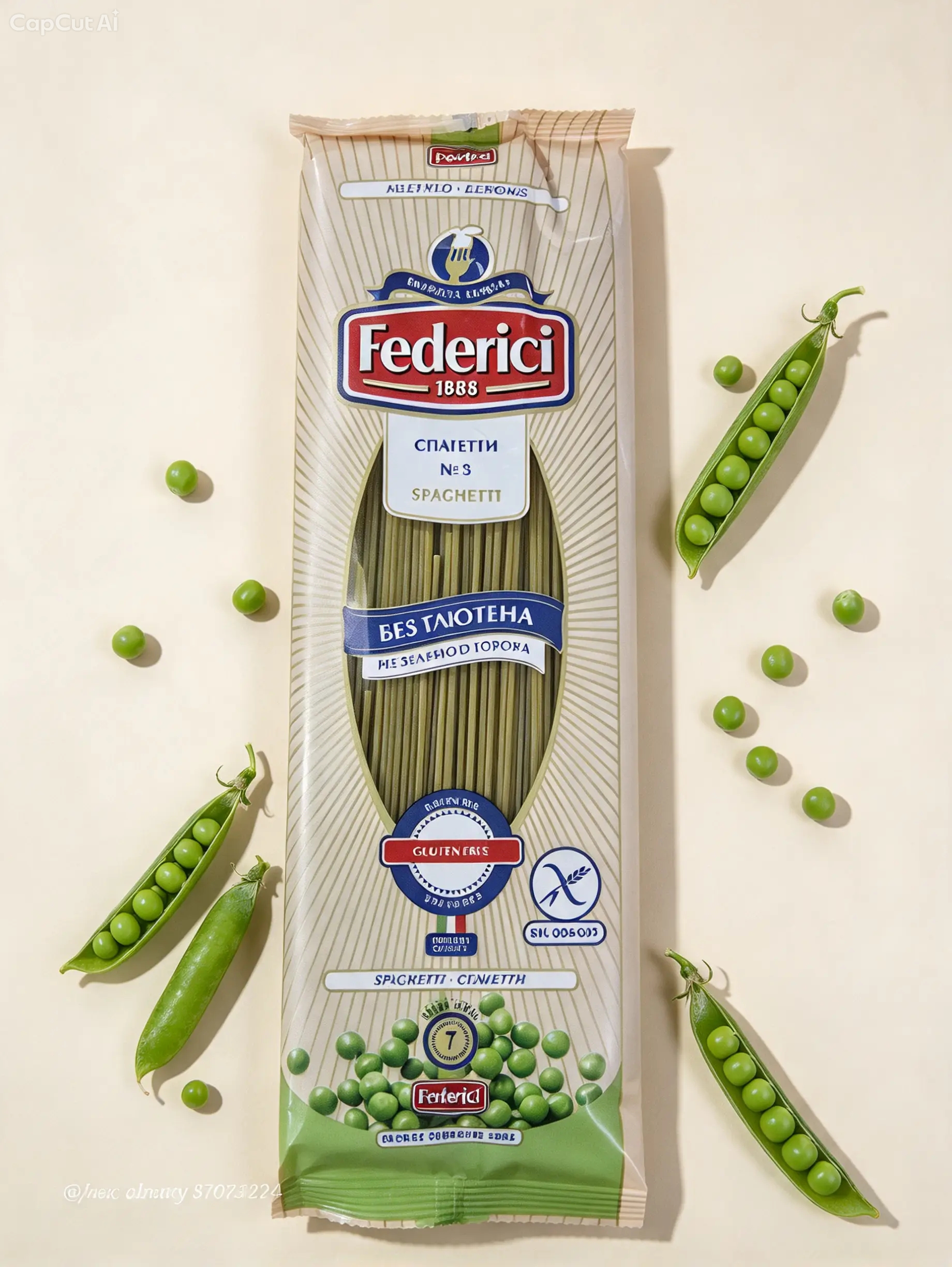 Federici №3 Spaghetti (Спагетти) без глютена из зеленого гороха, 250 гр