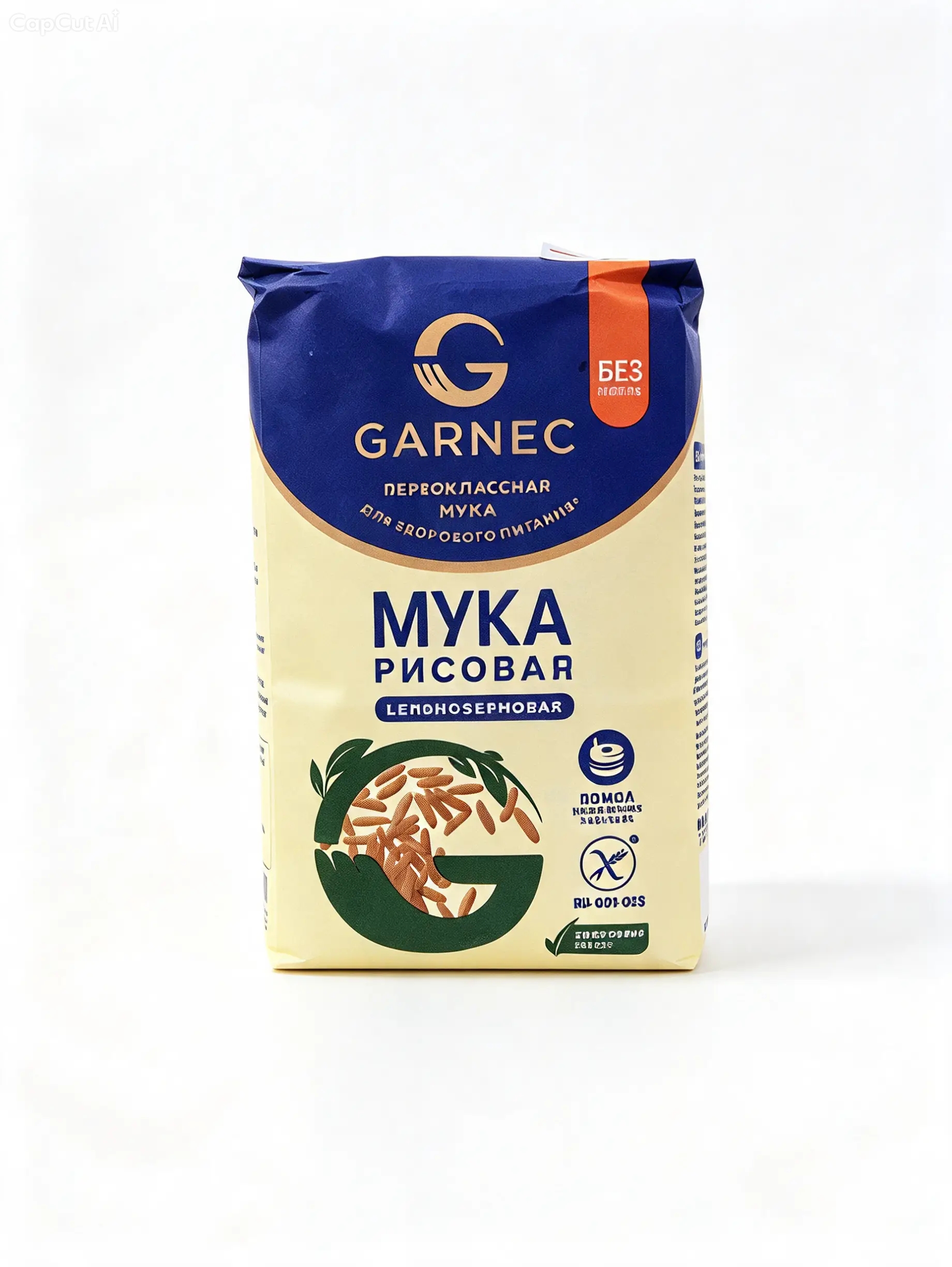 Мука рисовая цельнозерновая "Garnec" без глютена, 500 г
